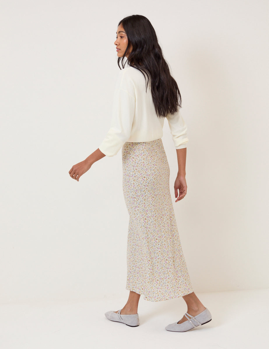 Women's Skirt - Cream Ditsy Floral Mila Midi - product view 3