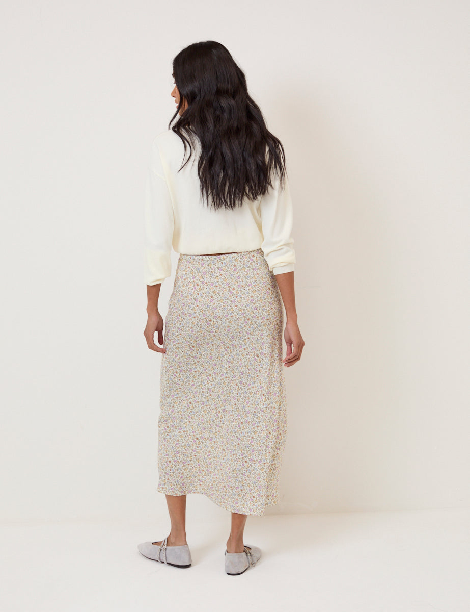 Women's Skirt - Cream Ditsy Floral Mila Midi - product view 4