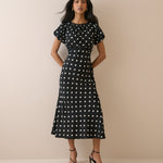Women's Midi Dress - Black Polka Dot Sicily - product view 1