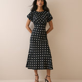 Women's Midi Dress - Black Polka Dot Sicily - product view 1