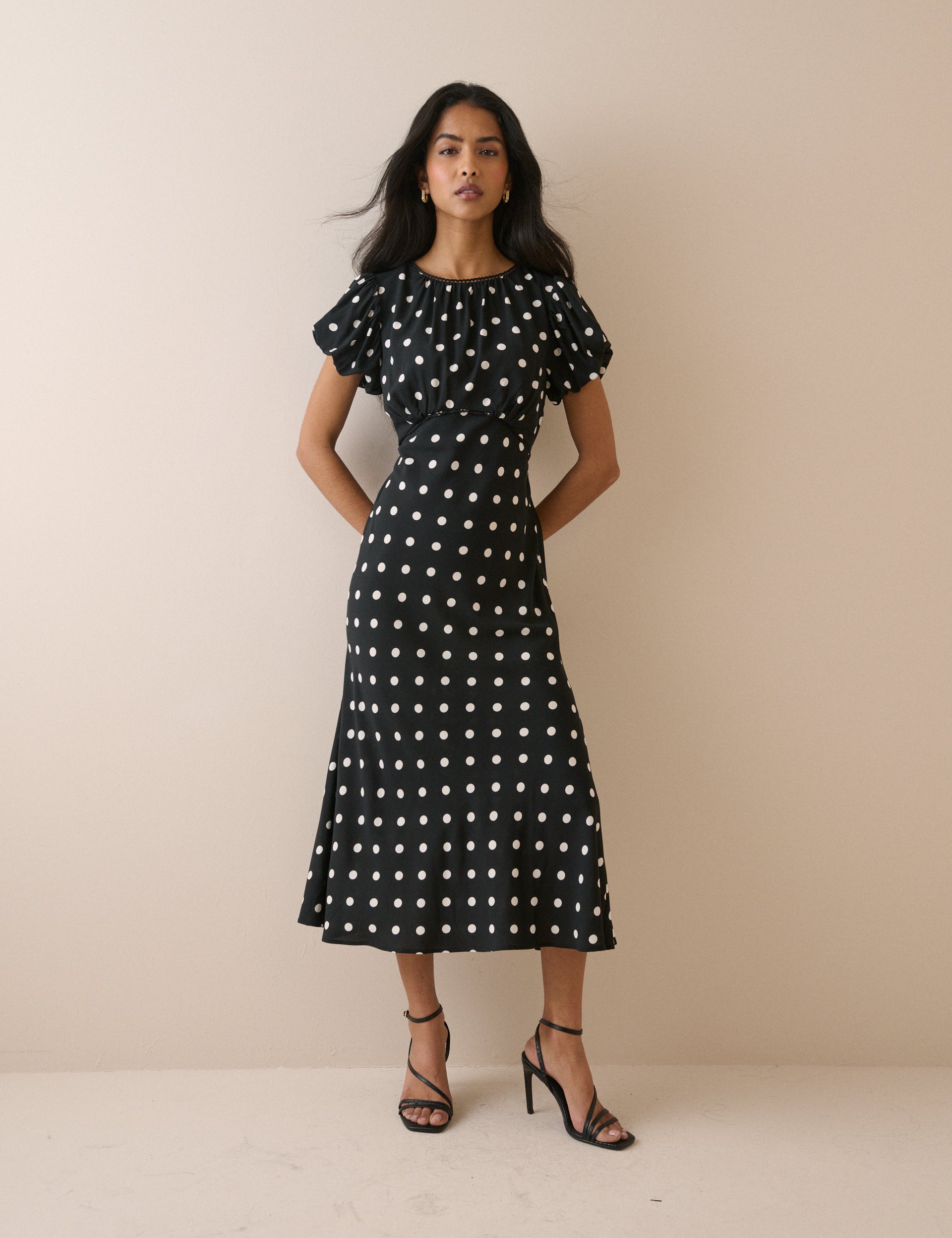 Women's Midi Dress - Black Polka Dot Sicily - product view 1