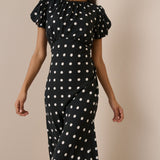 Women's Midi Dress - Black Polka Dot Sicily - product view 2