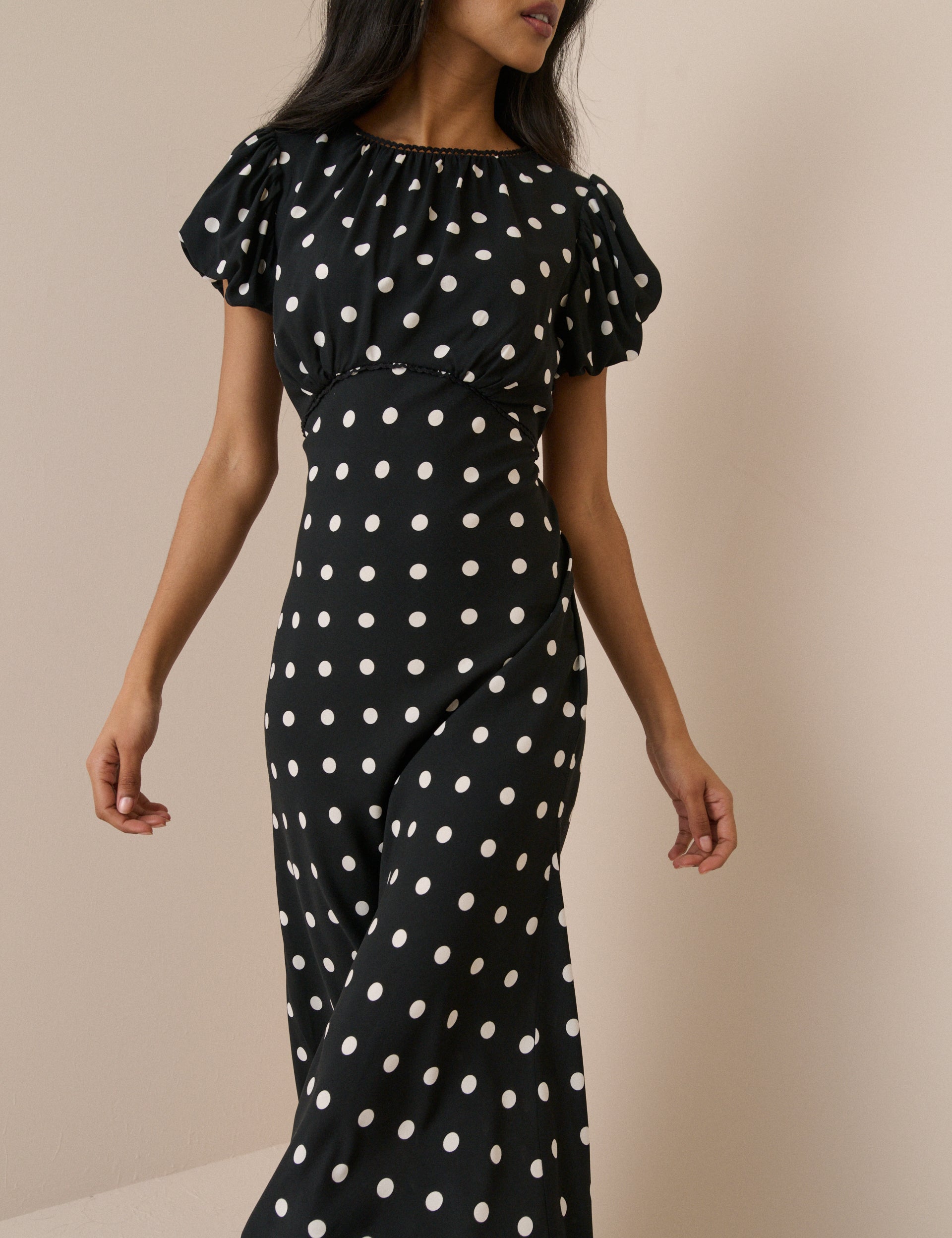 Women's Midi Dress - Black Polka Dot Sicily - product view 2