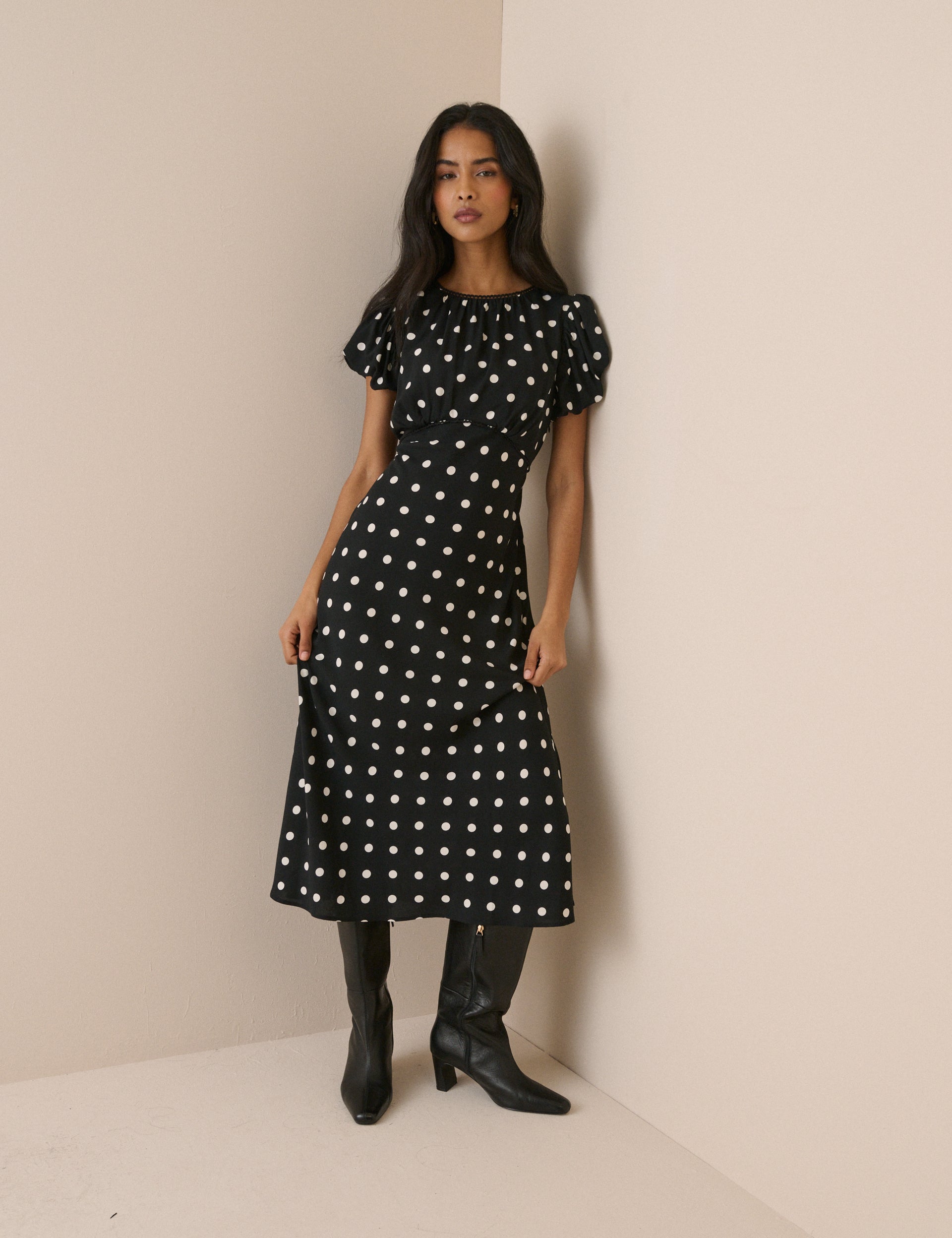 Women's Midi Dress - Black Polka Dot Sicily - product view 3