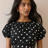 Women's Midi Dress - Black Polka Dot Sicily - product view 4