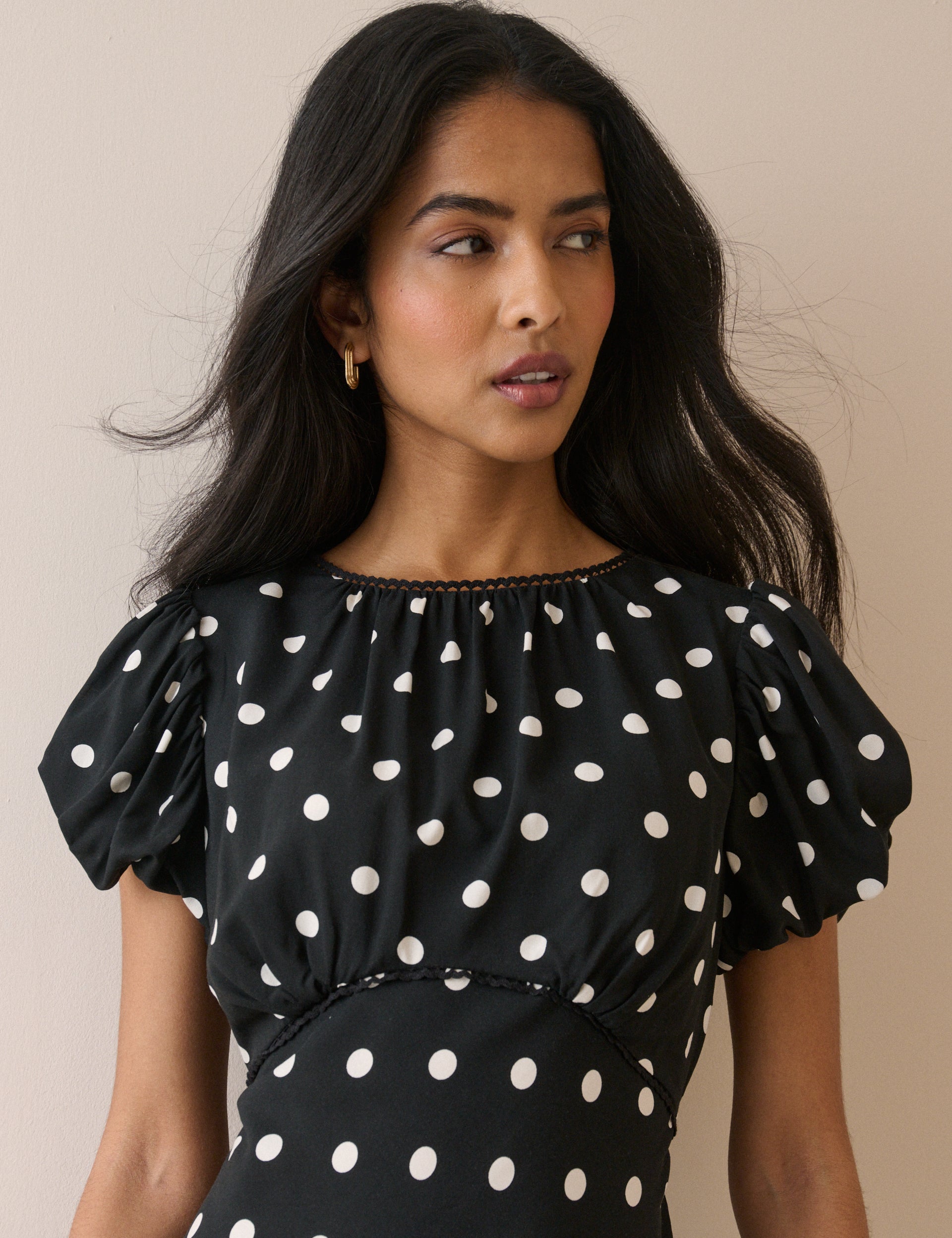 Women's Midi Dress - Black Polka Dot Sicily - product view 4