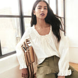 Women's Blouse - White Broderie Anglaise Trim Lumi - product view 1