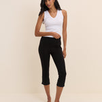 Women's Trousers - Black Jersey Ponte Capris - product view 1