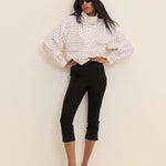 Women's Trousers - Black Jersey Ponte Capris - product view 7