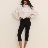 Women's Trousers - Black Jersey Ponte Capris - product view 7