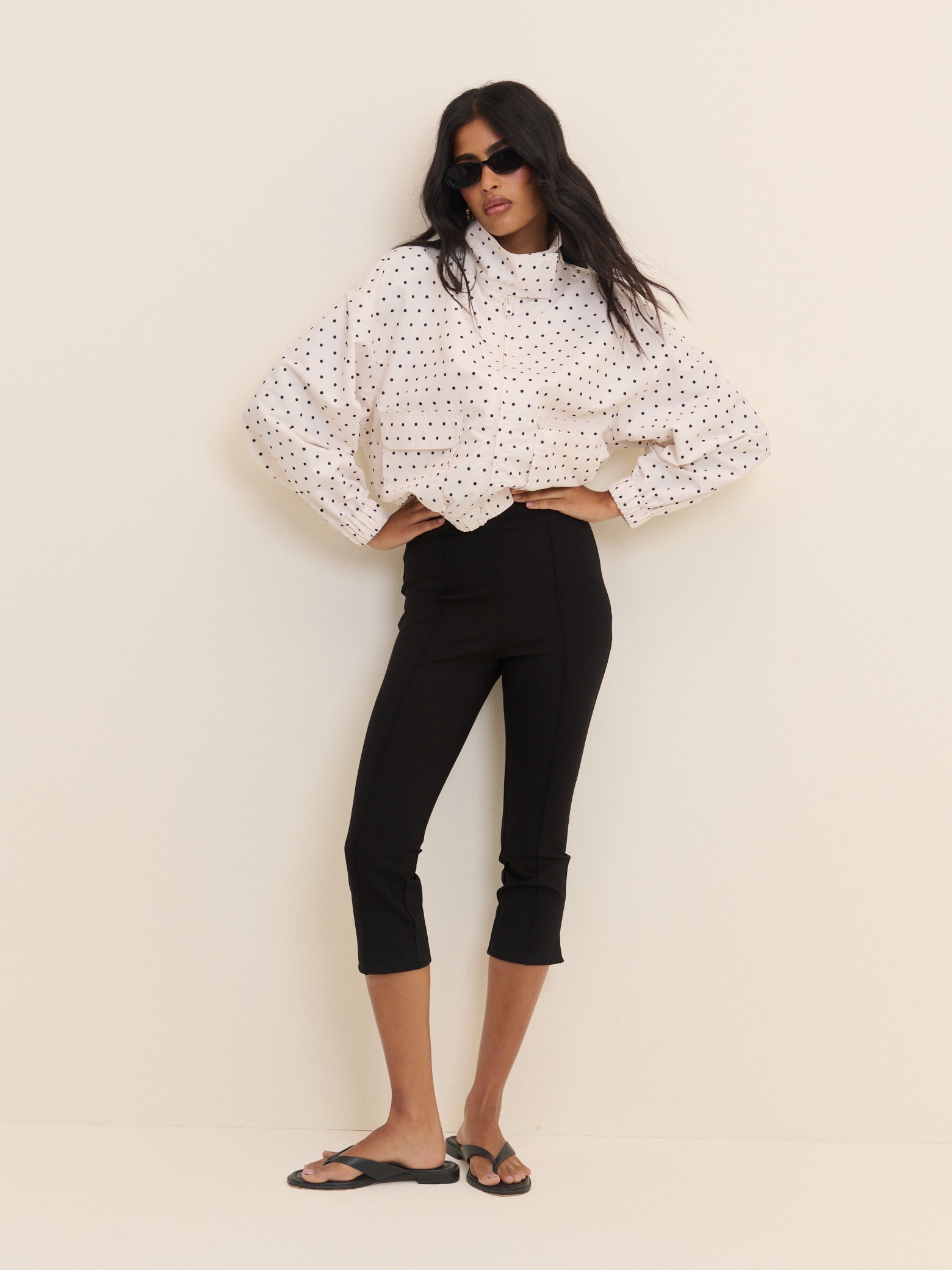 Women's Trousers - Black Jersey Ponte Capris - product view 7