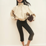 Women's Trousers - Black Jersey Ponte Capris - product view 3