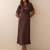 Women's Midi Dress - Brown Lace Trim Wynne - product view 3