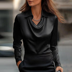 Women's Blouse - Draped Neckline Satin - Merlina - product view 4