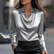 Women's Blouse - Draped Neckline Satin - Merlina - product view 3