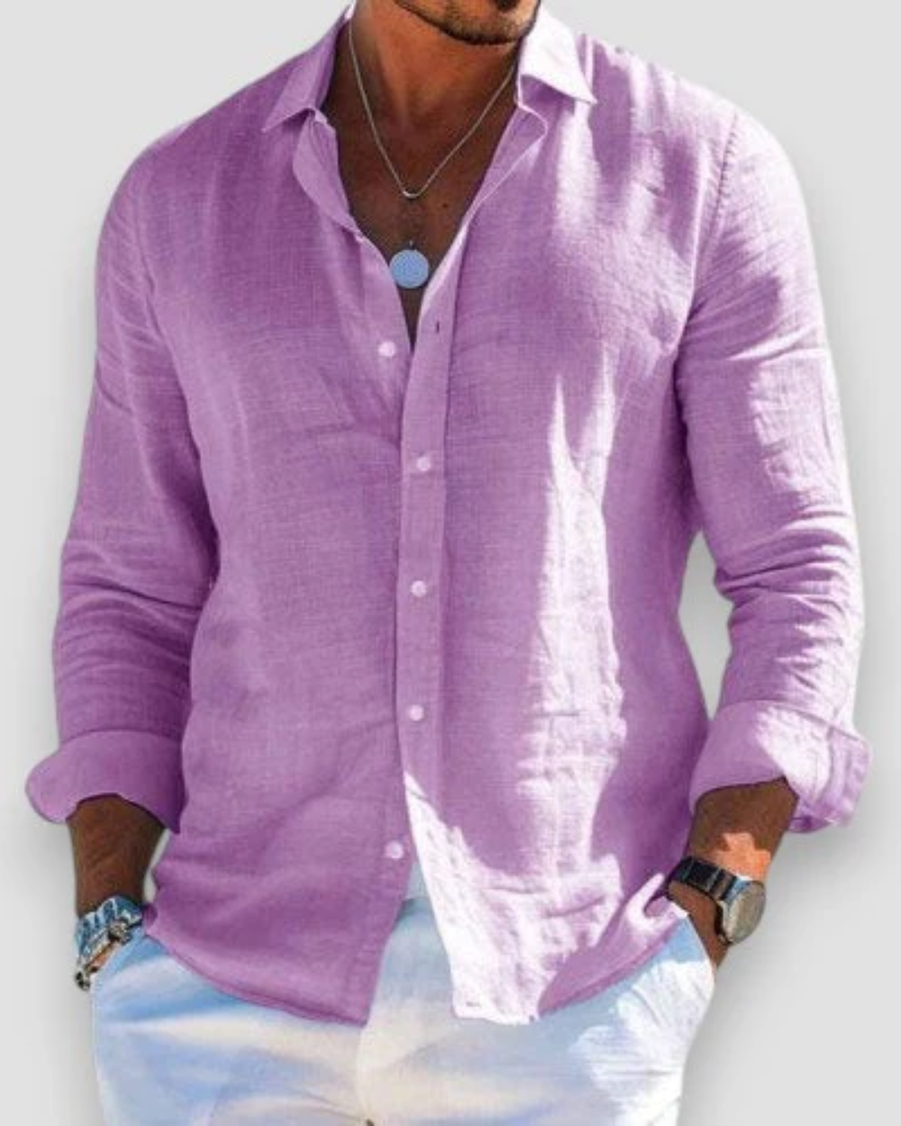 Men's Shirt - Casual Summer Long Sleeve - Connor - product view 6