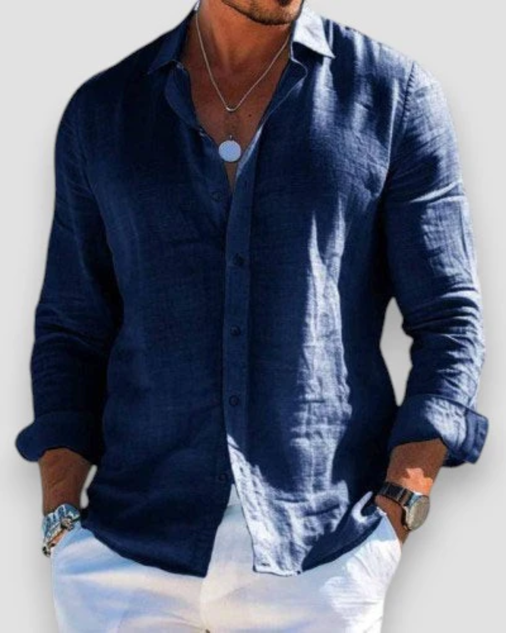Men's Shirt - Casual Summer Long Sleeve - Connor - product view 7