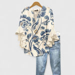Women's Blouse - Ruffle Sleeve Floral - Althea - product view 1