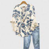 Women's Blouse - Ruffle Sleeve Floral - Althea - product view 1