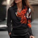 Women's Blouse - Draped Neckline Satin - Merlina - product view 9
