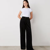Women's Trousers - Black Velvet Wide Leg - Abi - product view 1