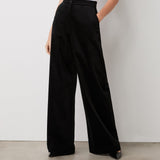 Women's Trousers - Black Velvet Wide Leg - Abi - product view 2