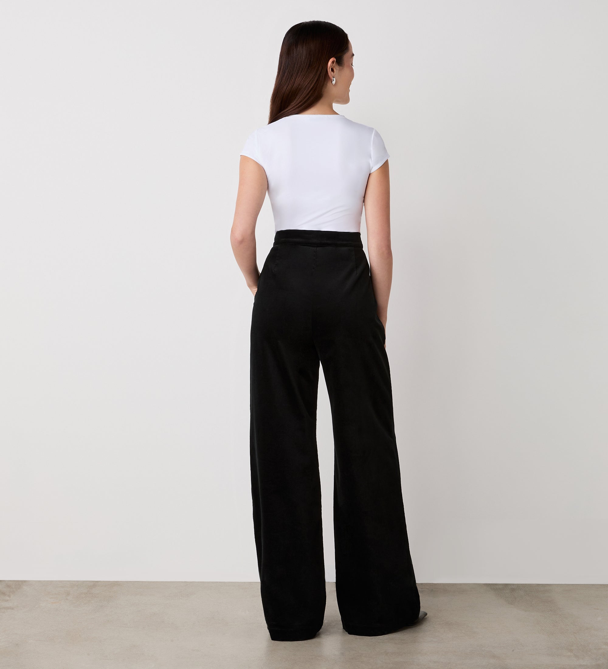 Women's Trousers - Black Velvet Wide Leg - Abi - product view 4