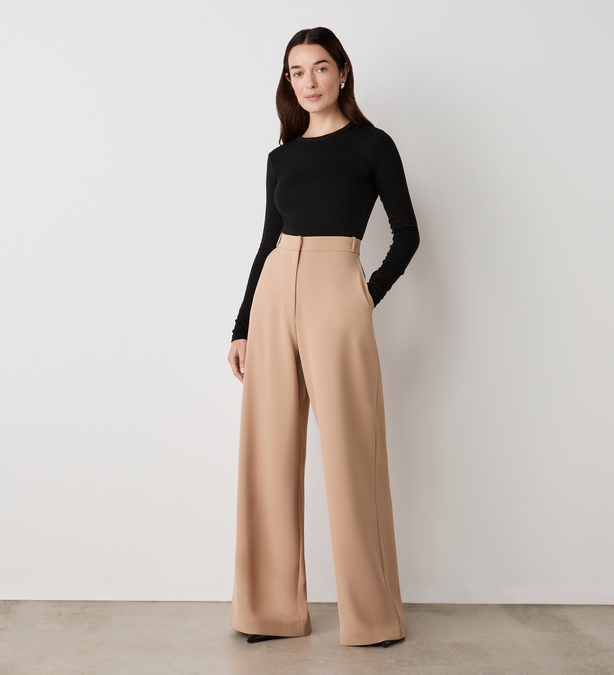 Women's Trousers - Camel Wide Leg - Addie - product view 1