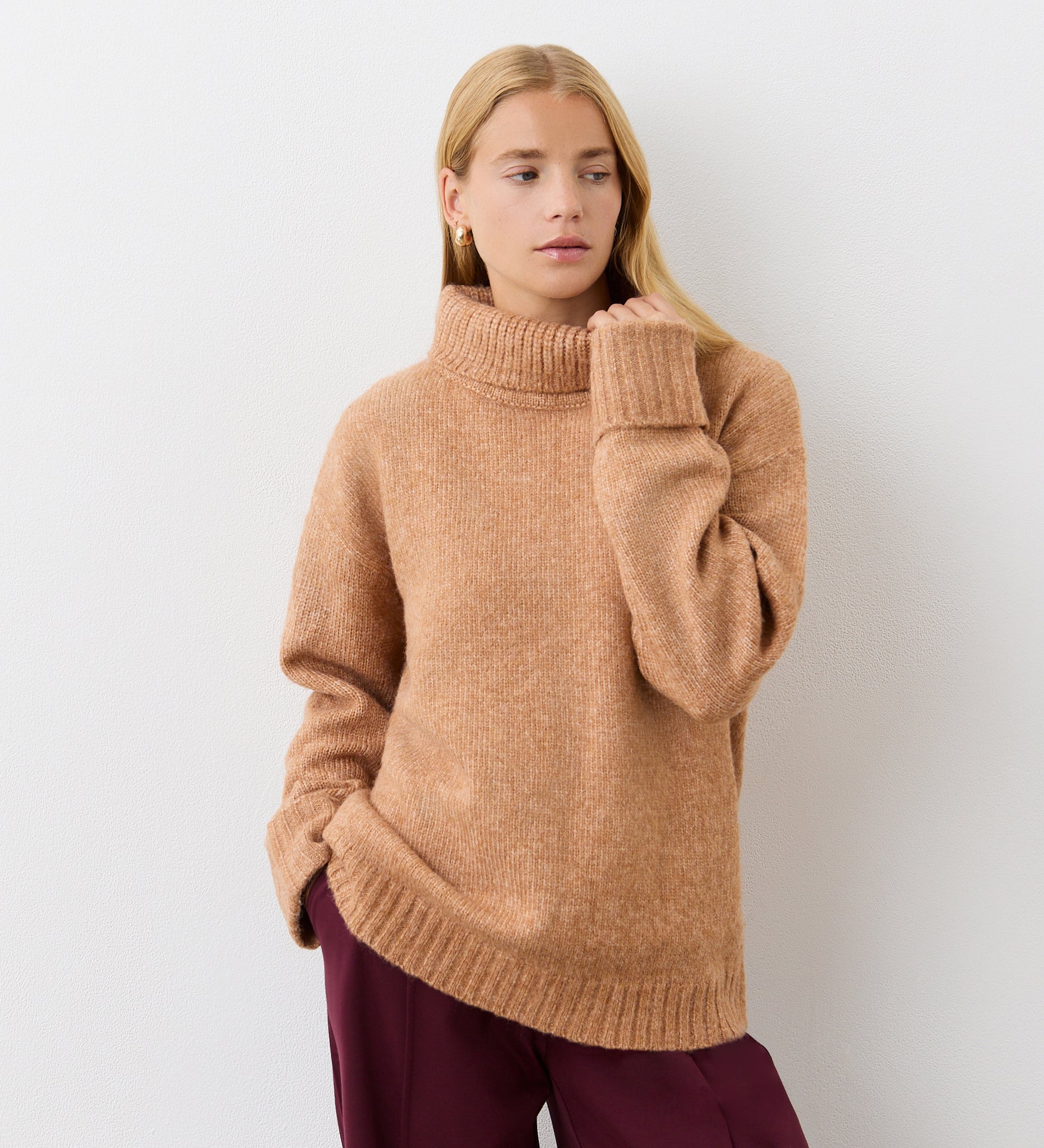 Women's Jumper - Brown Ombre Knitted Roll Neck - Arabella - product view 1