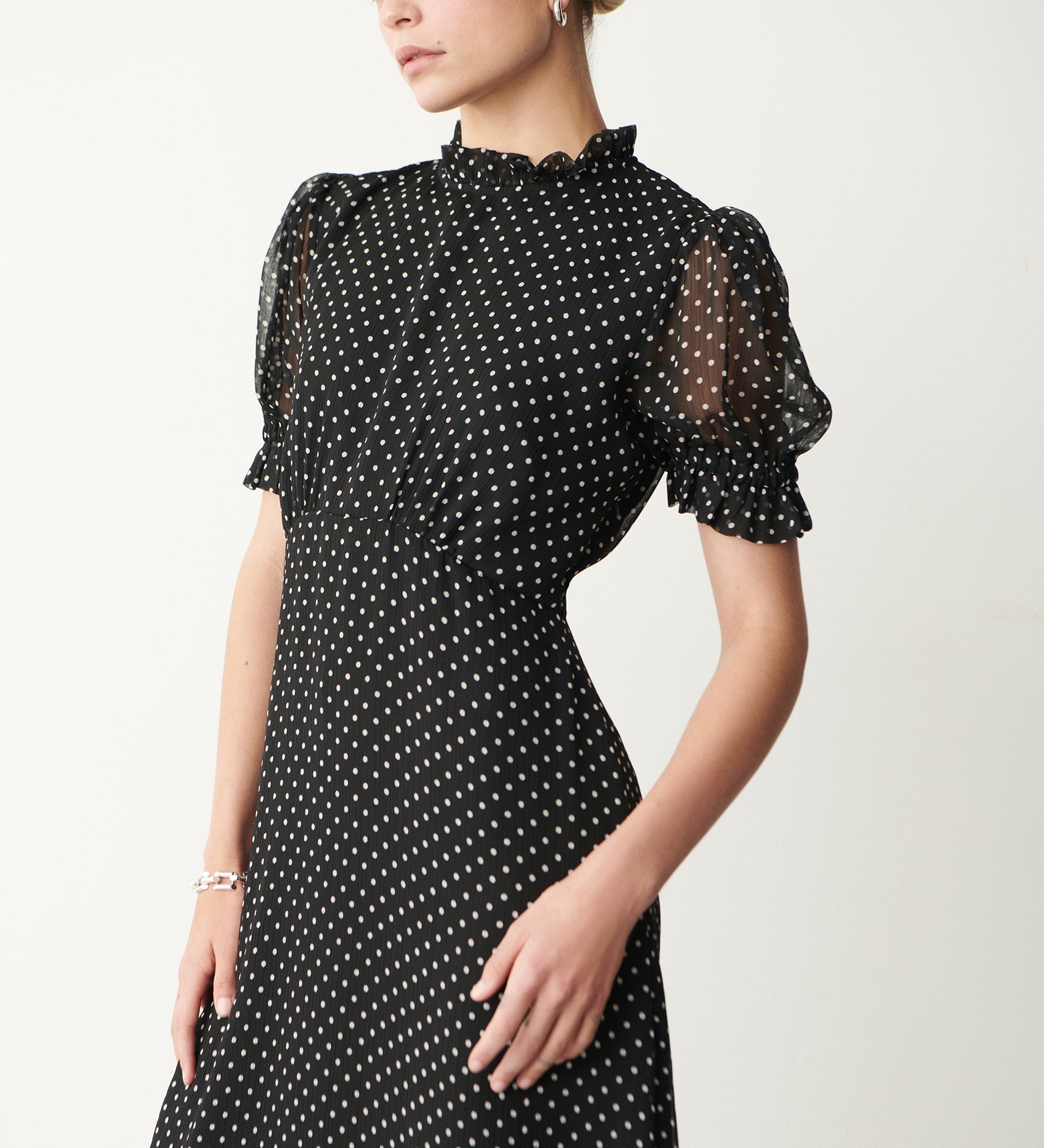 Women's Midi Dress - Chiffon Polka Dot - Camille - product view 2
