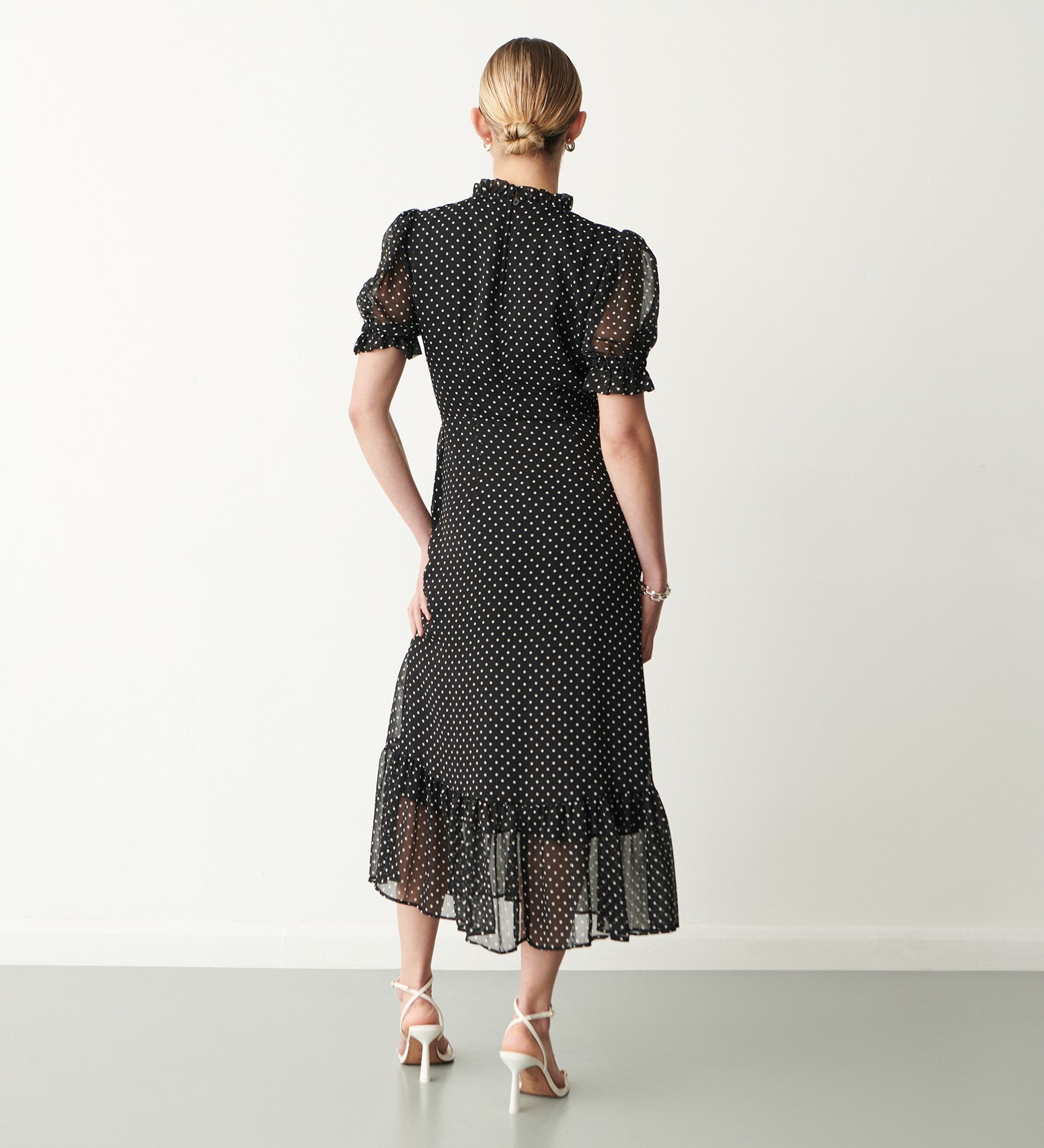 Women's Midi Dress - Chiffon Polka Dot - Camille - product view 4