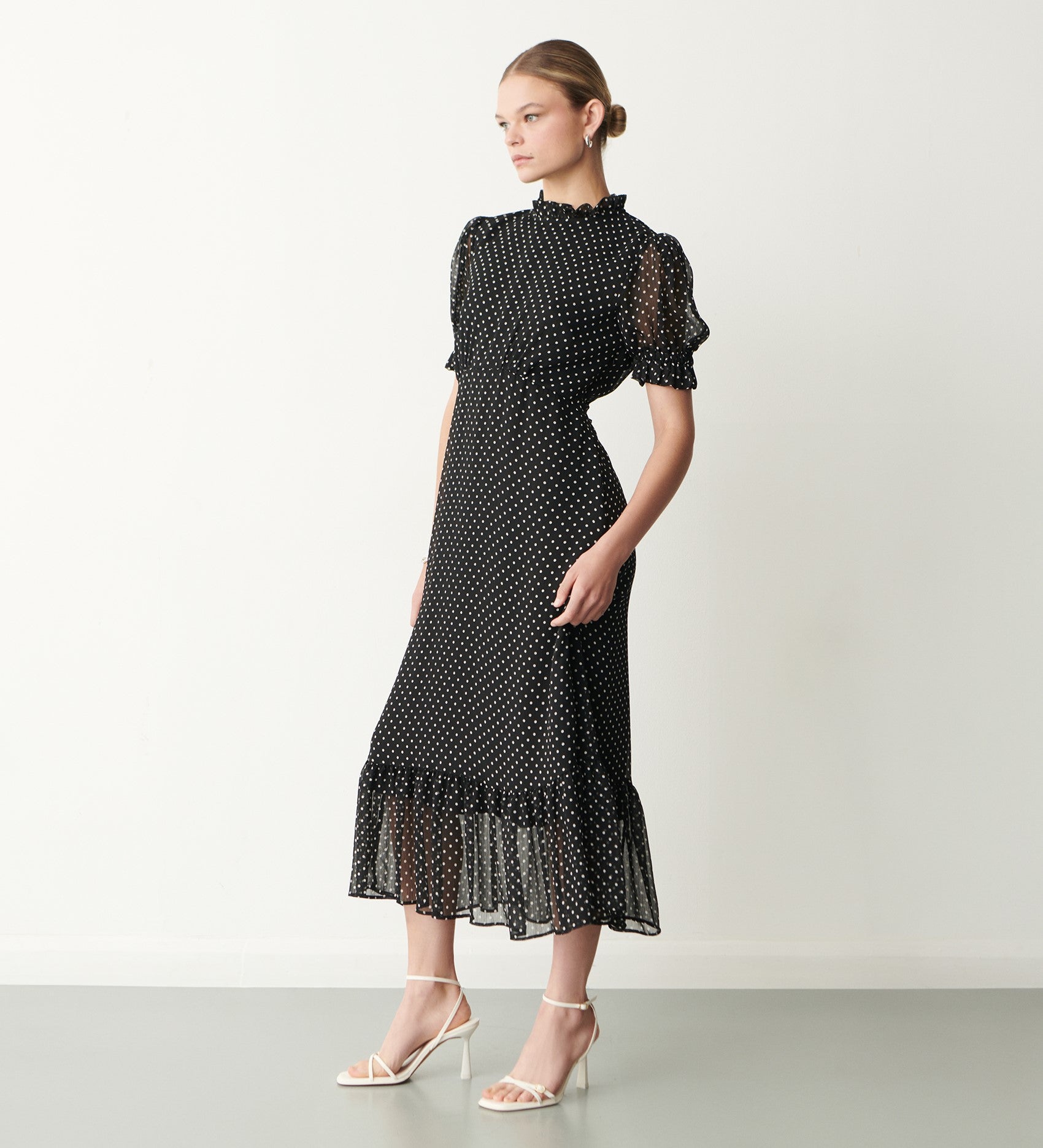 Women's Midi Dress - Chiffon Polka Dot - Camille - product view 1