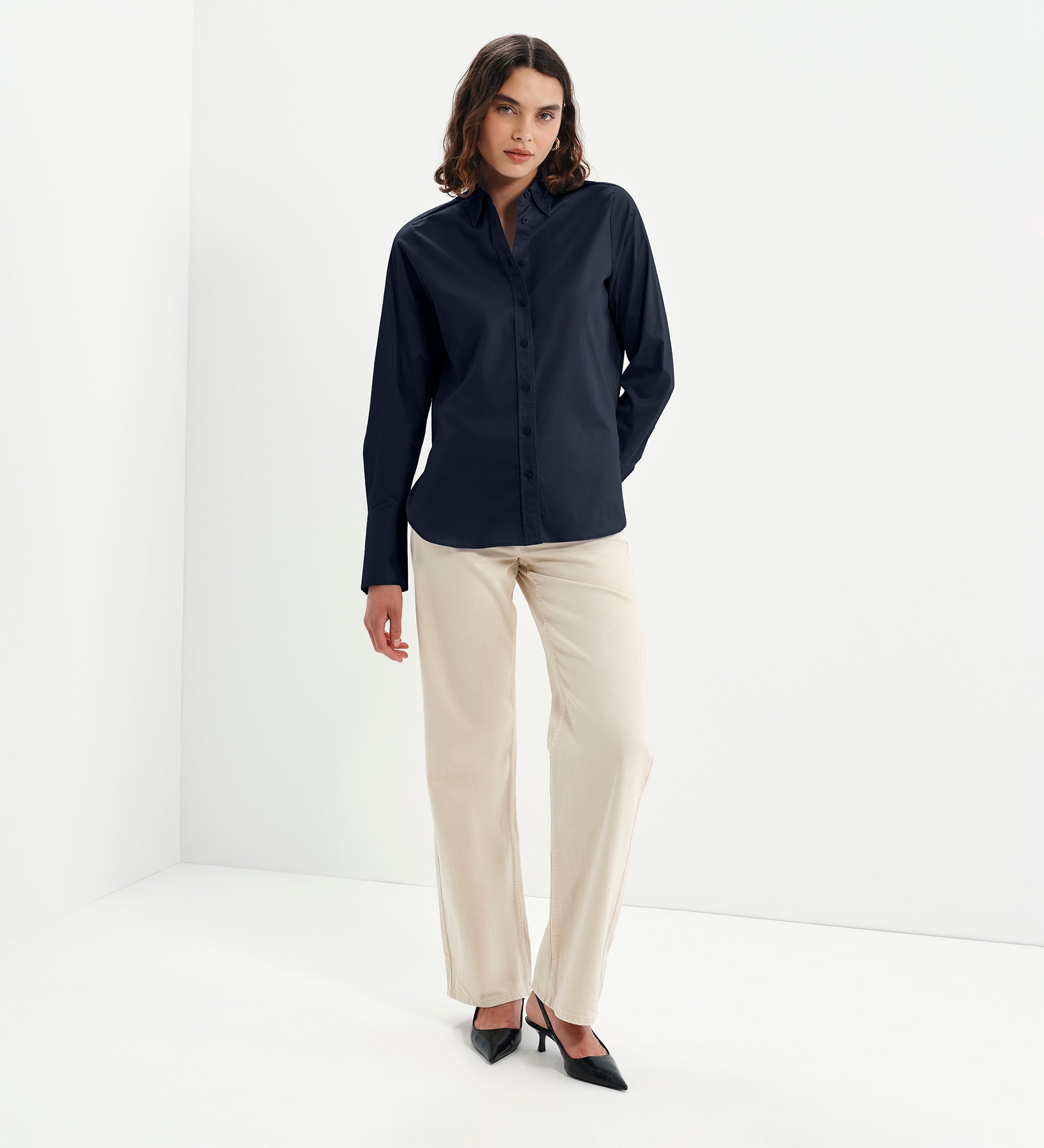 Women's Shirt - Navy Cotton - Dillon - product view 2