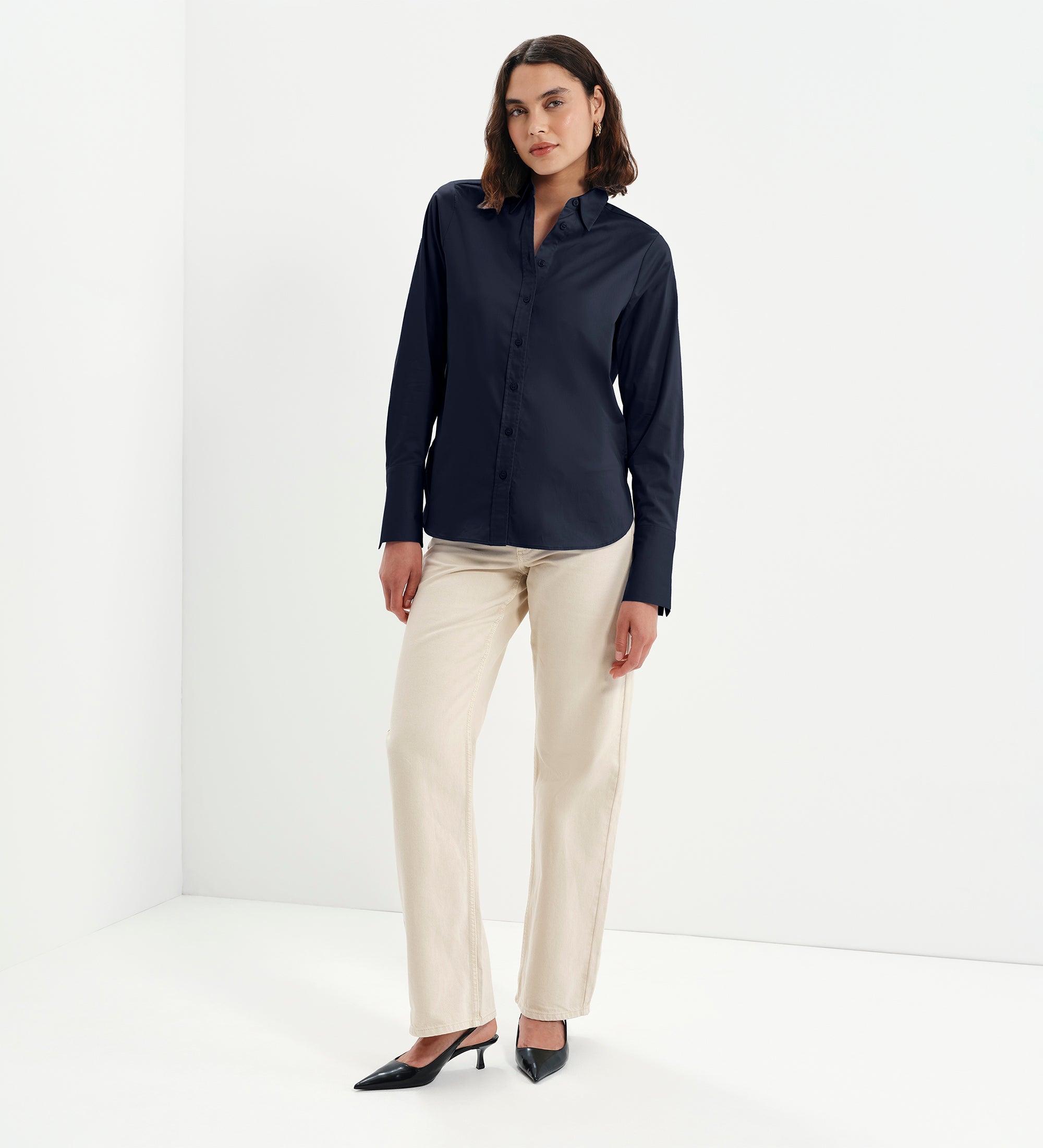 Women's Shirt - Navy Cotton - Dillon - product view 3