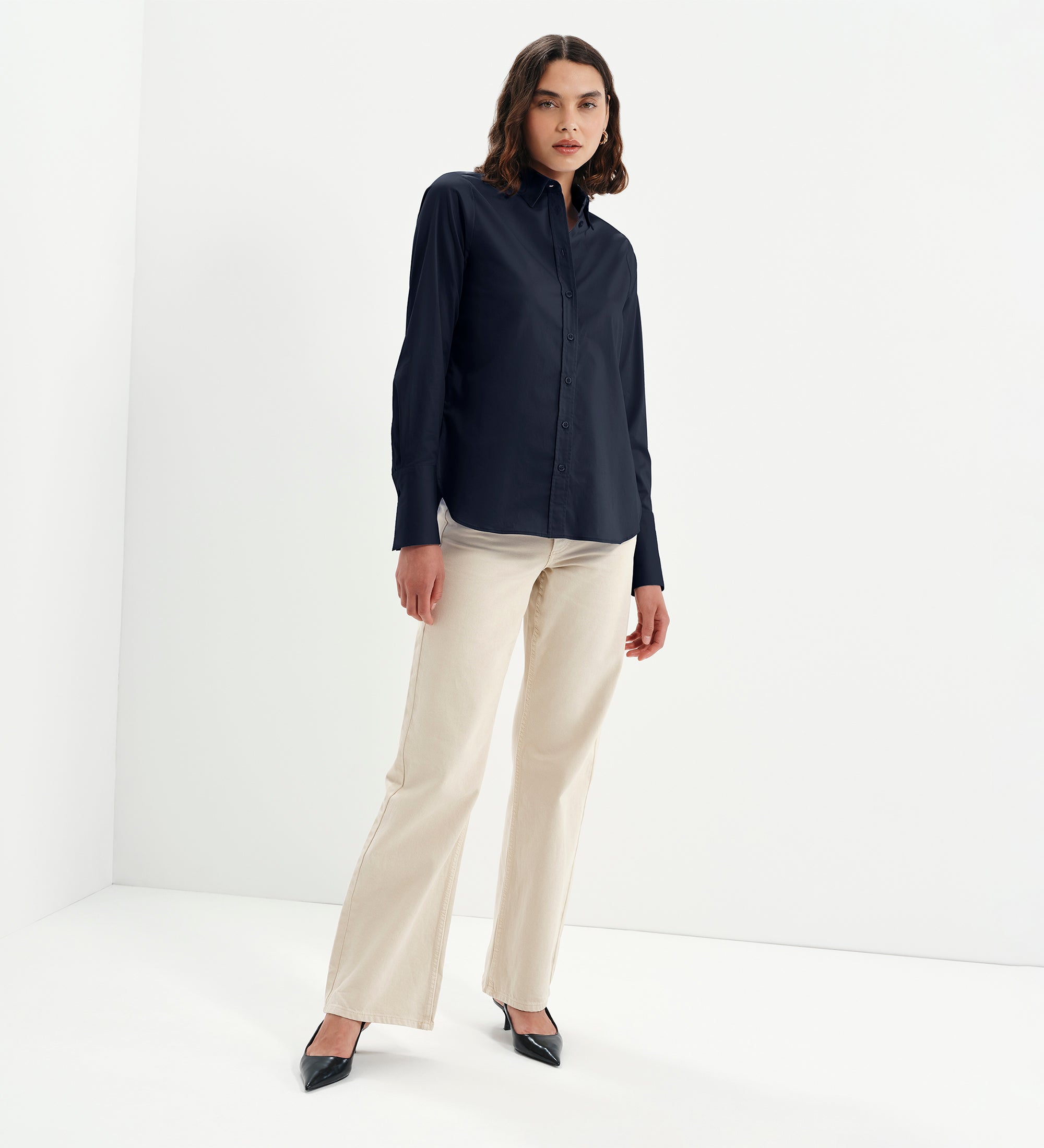 Women's Shirt - Navy Cotton - Dillon - product view 4
