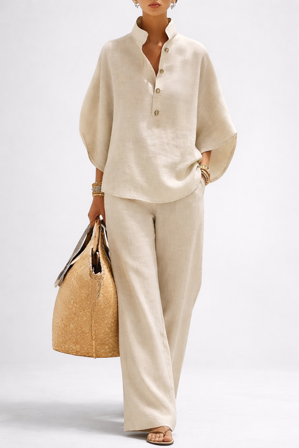 Women's Two-Piece Set - Wide Leg and Collar 2 Piece Set - Vienna - product view 1