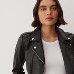 Women's Jacket - Black Leather Biker - Faith - product view 2