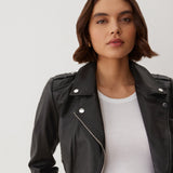 Women's Jacket - Black Leather Biker - Faith - product view 2