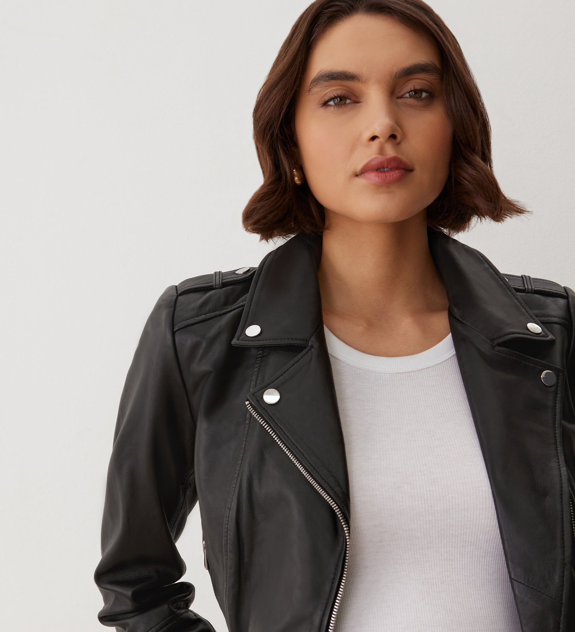Women's Jacket - Black Leather Biker - Faith - product view 2
