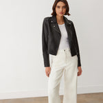 Women's Jacket - Black Leather Biker - Faith - product view 3
