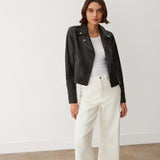 Women's Jacket - Black Leather Biker - Faith - product view 3