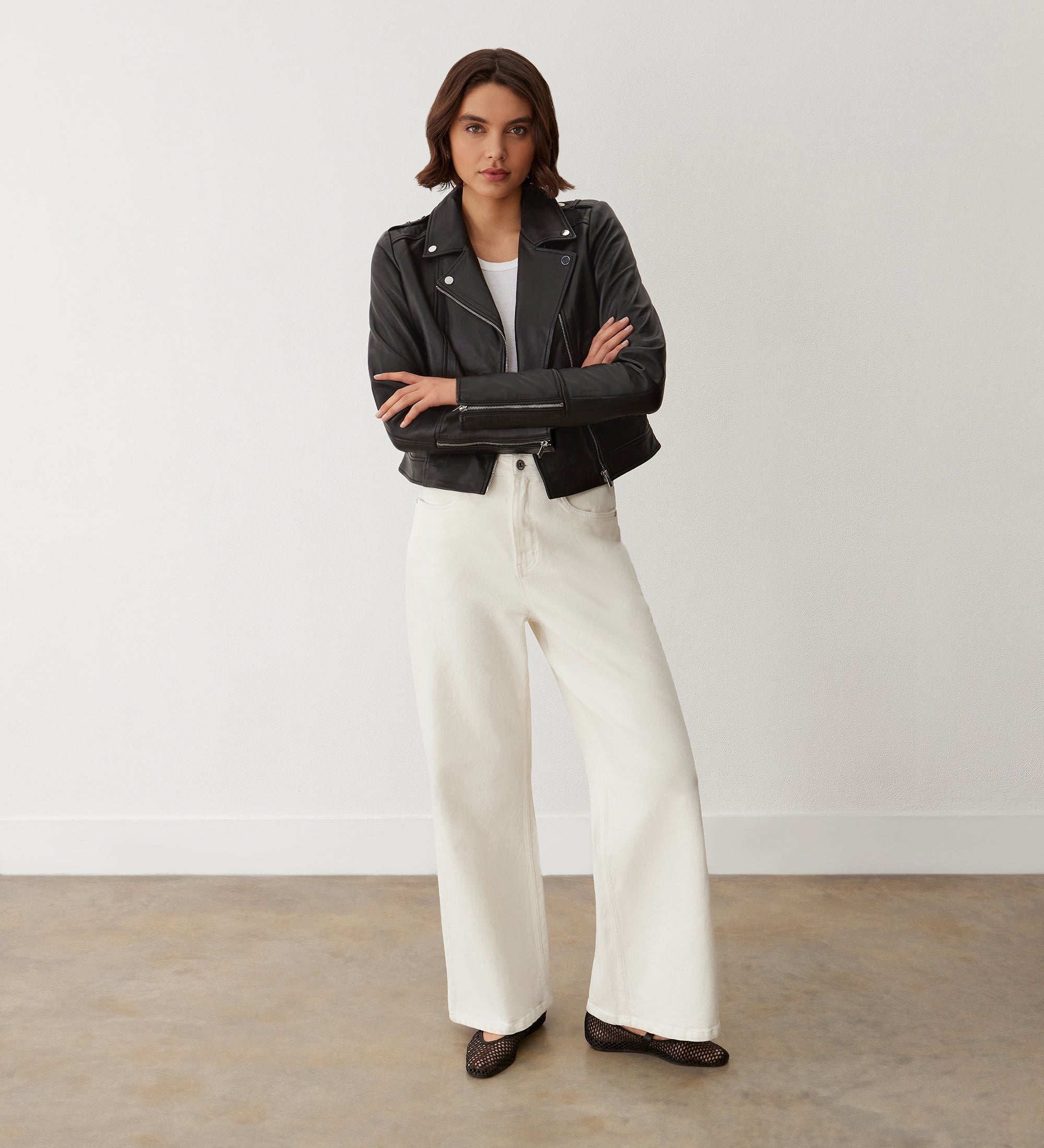 Women's Jacket - Black Leather Biker - Faith - product view 4