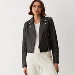Women's Jacket - Black Leather Biker - Faith - product view 1