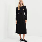 Women's Midi Dress - Black Ponte Jersey - Gilly - product view 5