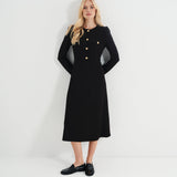 Women's Midi Dress - Black Ponte Jersey - Gilly - product view 7