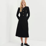 Women's Midi Dress - Black Ponte Jersey - Gilly - product view 1
