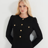 Women's Midi Dress - Black Ponte Jersey - Gilly - product view 6