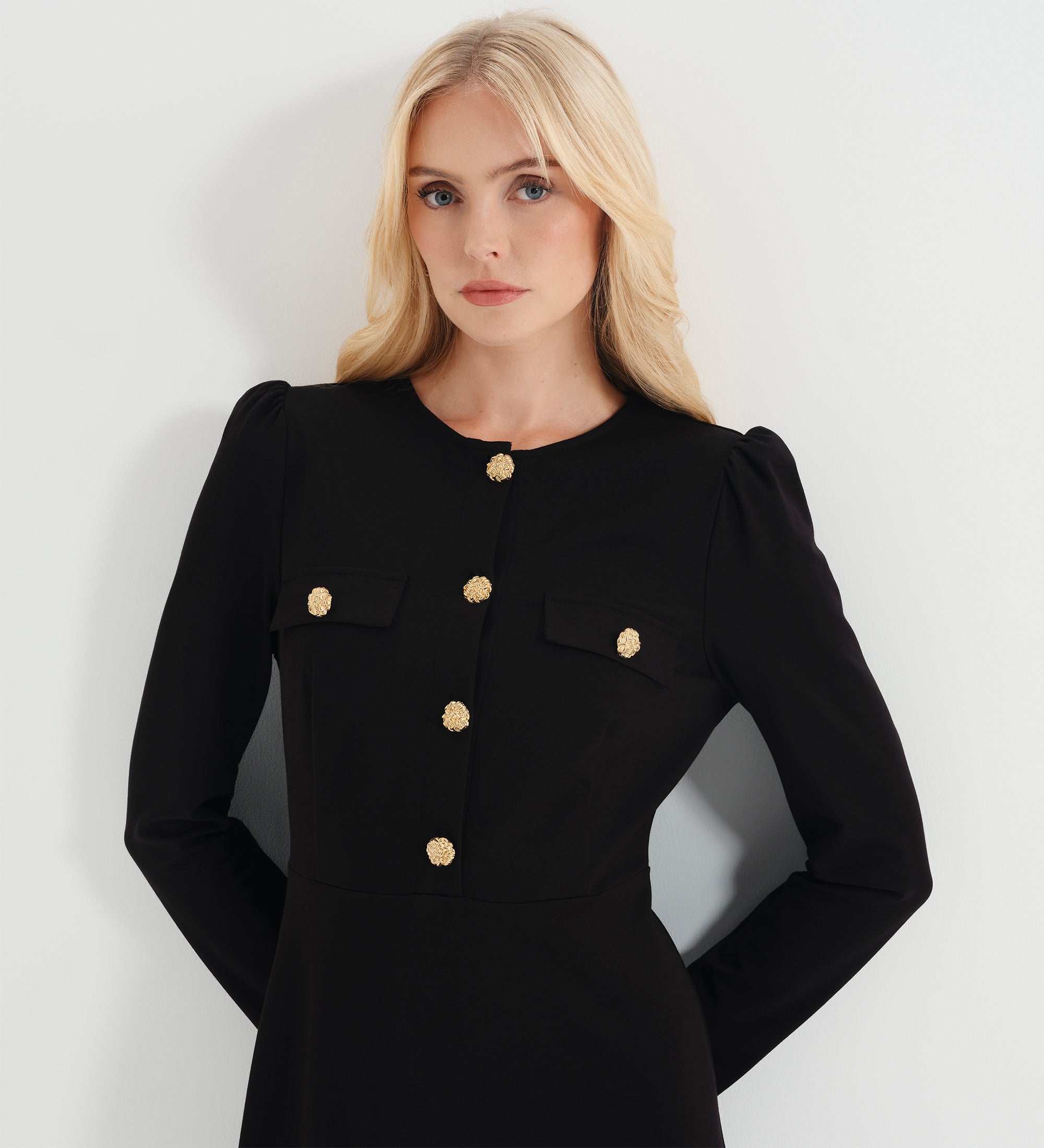 Women's Midi Dress - Black Ponte Jersey - Gilly - product view 6