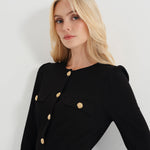 Women's Midi Dress - Black Ponte Jersey - Gilly - product view 2