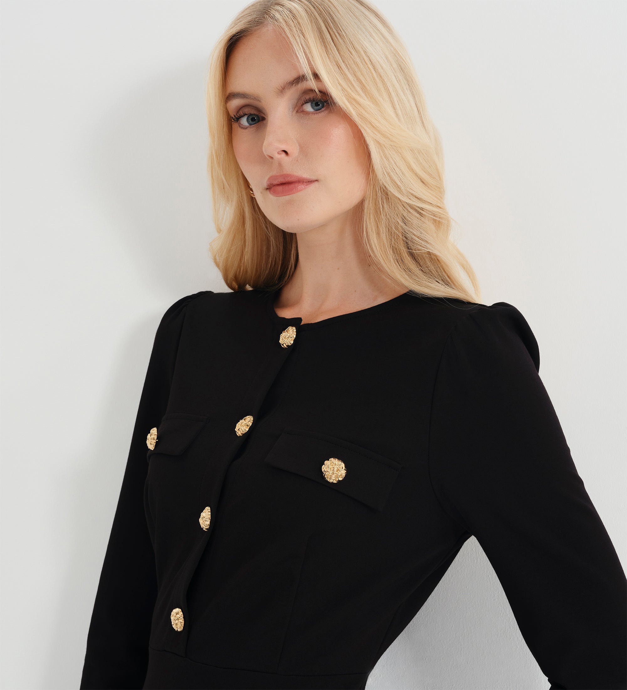 Women's Midi Dress - Black Ponte Jersey - Gilly - product view 2
